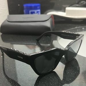 VALENTINO  Black Micro Studded Cat Eye Sunglasses